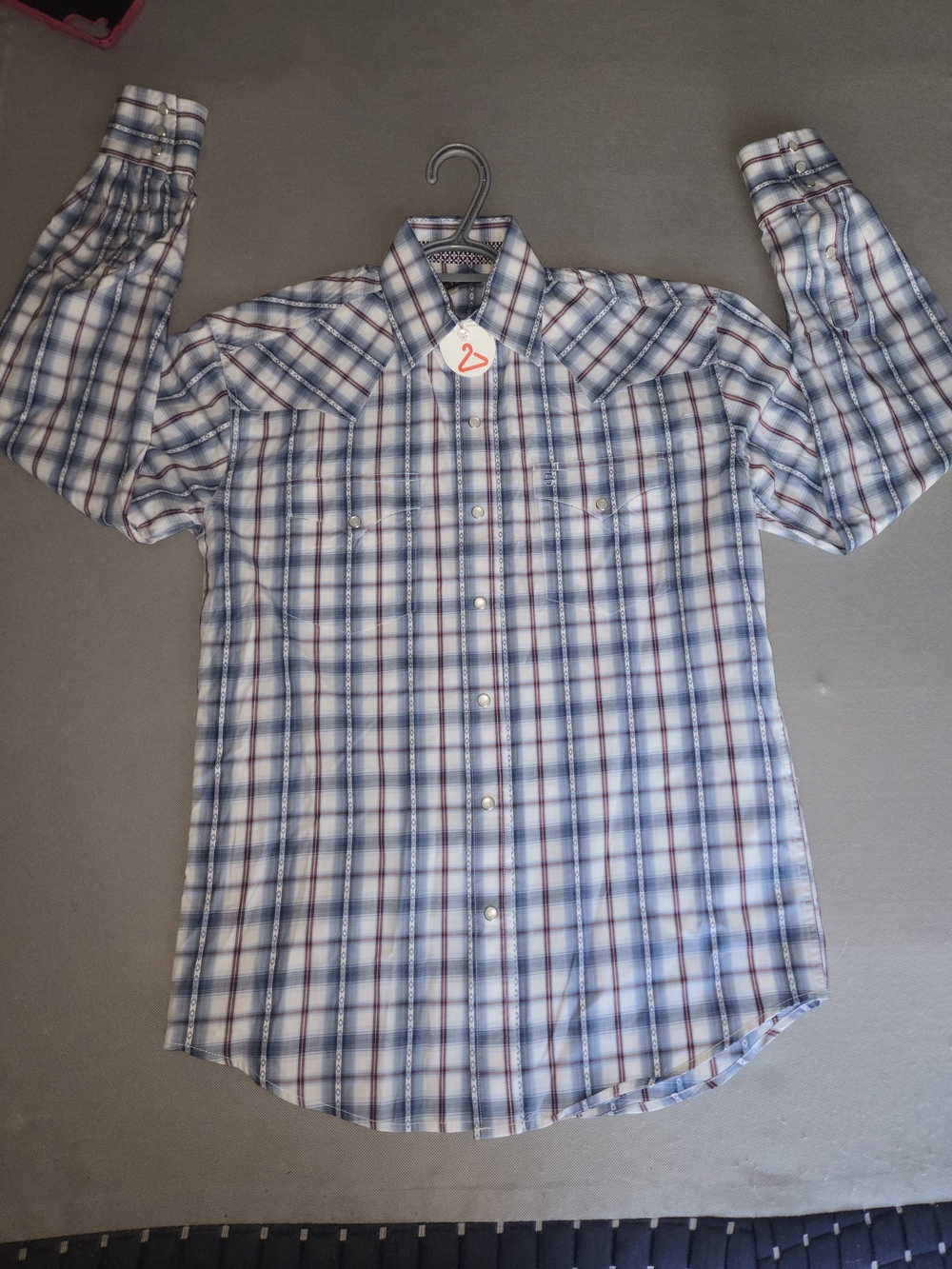 Stetson Men's Pearl Snap Western Plaid Shirt Size Small Long Sleeve 100% Cotton